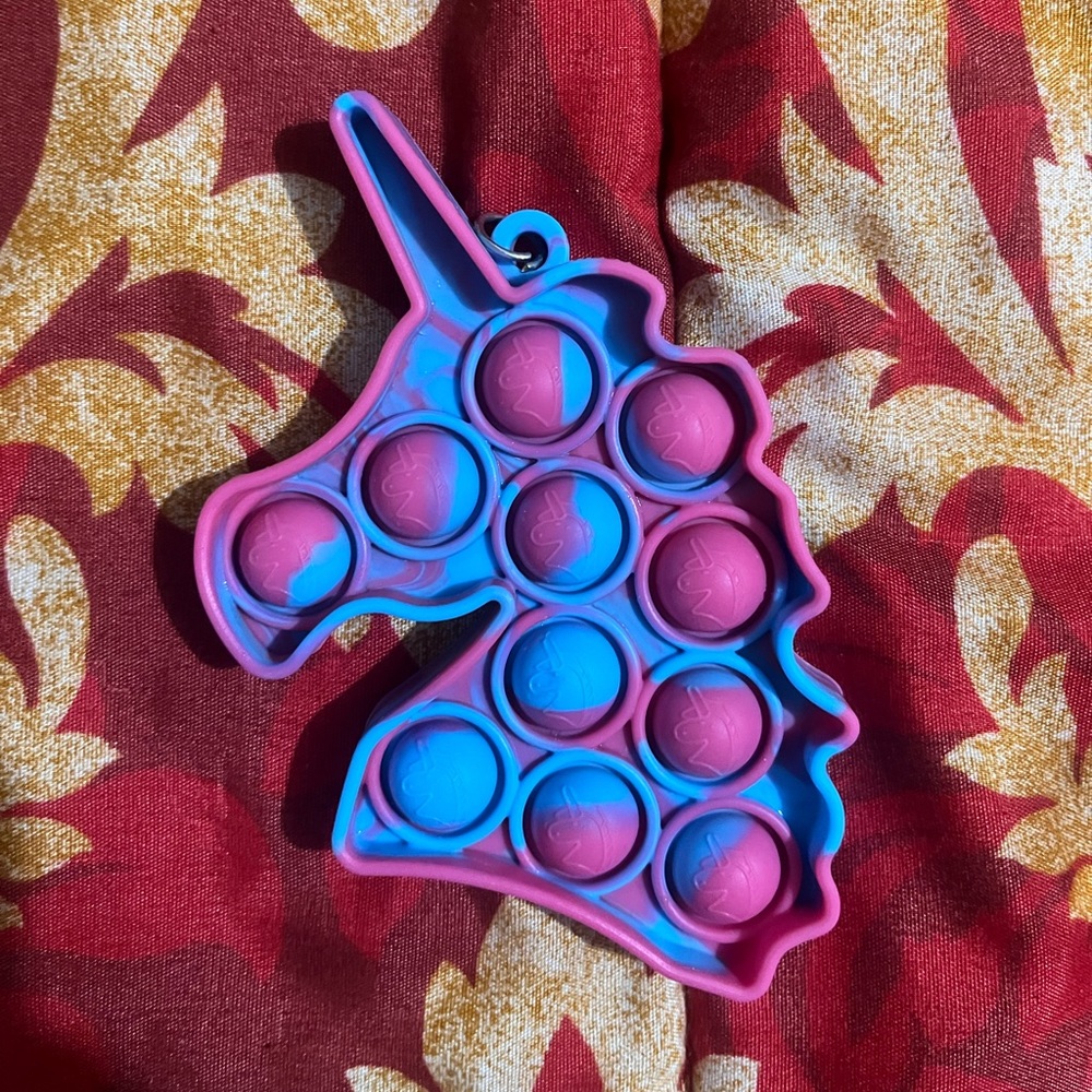 Unicorn Simple Fidget Toy Keychain,Mini Pop Fidget Toy Stress Relief